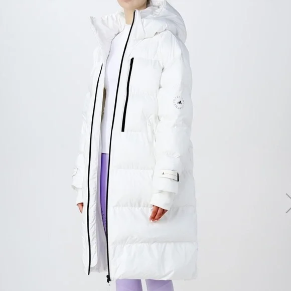 Adidas by Stella McCartney Long Puffer Jacket in Cloud White H58127 Size XL New - Picture 5 of 9